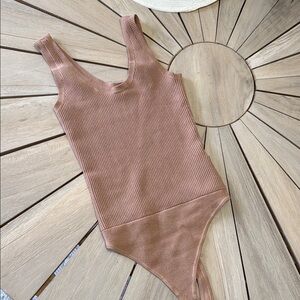Abercrombie Brown Ribbed tank bodysuit XS